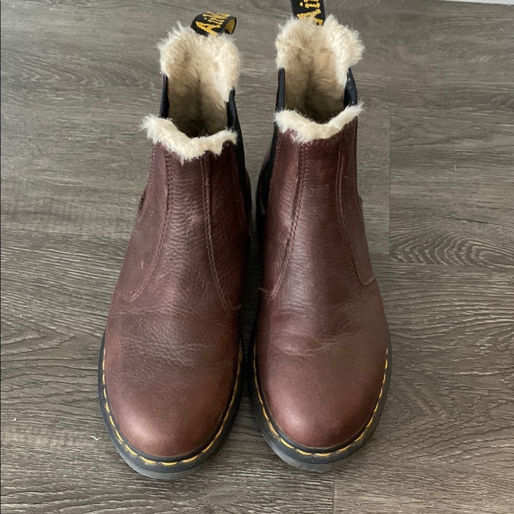 Dr. Martens Chelsea Brown Ankle Fur Lined Slip On Boots - Picture 6 of 6